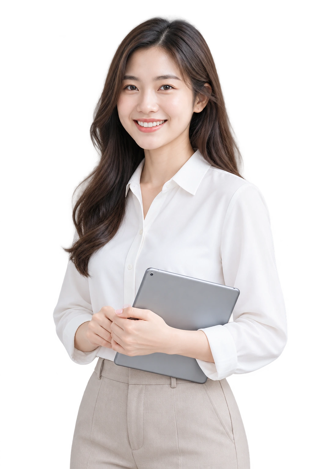 Nữ chuyên viên nhân sự cầm máy tính bảng